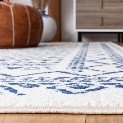 Navy and Ivory Hand-knotted Square Synthetic Area Rug