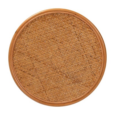 Eldon Round Honey Rattan Bohemian End Table