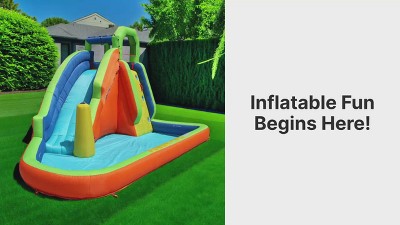 Gushing Geyser Multicolor Inflatable Water Park with Slide and Pool