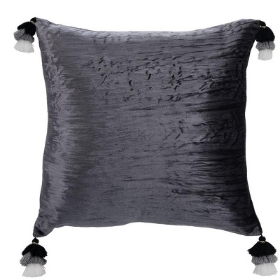 Gwena Dark Grey 16" x 16" Tassel Throw Pillow