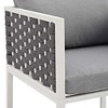 Modway Stance Outdoor Dining Armchair – White Aluminum Frame with Gray Cushions, Stackable Patio Chair for Deck or Garden Dining - 4 of 4