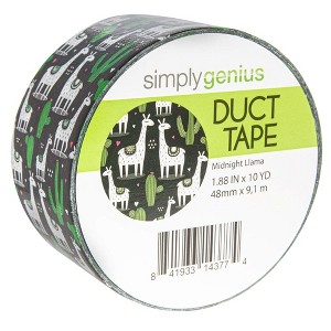 Simply Genius Pattern Duct Tape Heavy Duty, Colorful Craft Supplies for Kids & Adults, Single Roll 1.8 in x 10 yards (Midnight Llama) - 1 of 4