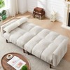 DOMETOUR 81" Linen Upholstered Convertible Sofa Bed, Modern Sleeper Futon Couches Loveseat with 2 Pillows for Living Room Bedroom Apartment - 2 of 4