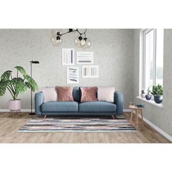 Deerlux Modern Living Room Area Rug with Nonslip Backing, Abstract Brushstrokes and Glitter Pattern