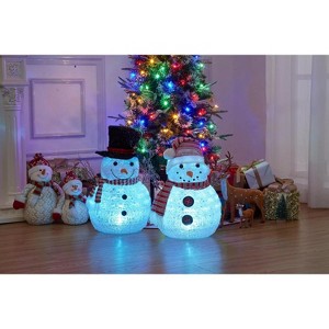 2FT Lighted Christmas Snowman Decoration, Pre-Lit Outdoor Holiday Snowman with Red Hat & Scarf, Indoor Outdoor Xmas Garden Party Decor - 1 of 4