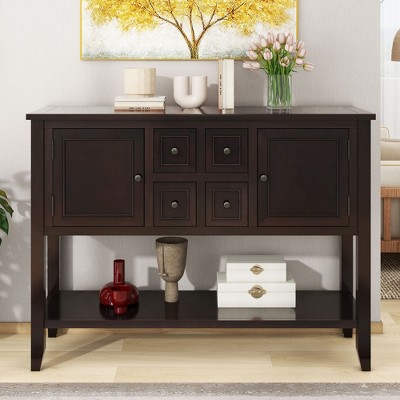 CENGHU Vintage Console Table, Storage Cabinet Sideboard with 4 Drawers and Bottom Shelf, for Kitchen, Dining Room and Living Room