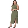 Agnes Orinda Women's Plus Size Elegant Knit Side Slit Tank Midi Ruched Sleeveless Bodycon Dresses - image 3 of 4