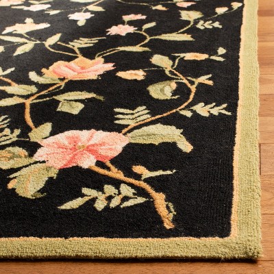 Handmade Black Wool Rectangular Area Rug 3'9" x 5'9"