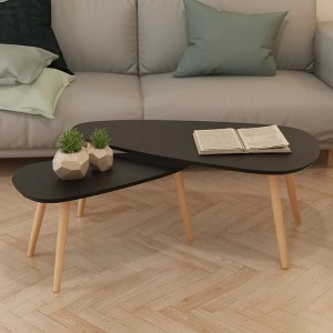 vidaXL Coffee Table Set 2 Pieces Solid Pinewood Black - 1 of 4