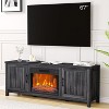 Jojoka Electric Fireplace TV Stand for TVs up to 67  with 23  Remote Fireplace Rustic Wood Storage Cabinets, Black - 2 of 4