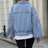 Women's Casual Street Style Loose Denim Jacket, Versatile Cropped Jean Coat for Daily & Trendy Outfits - 2 of 3