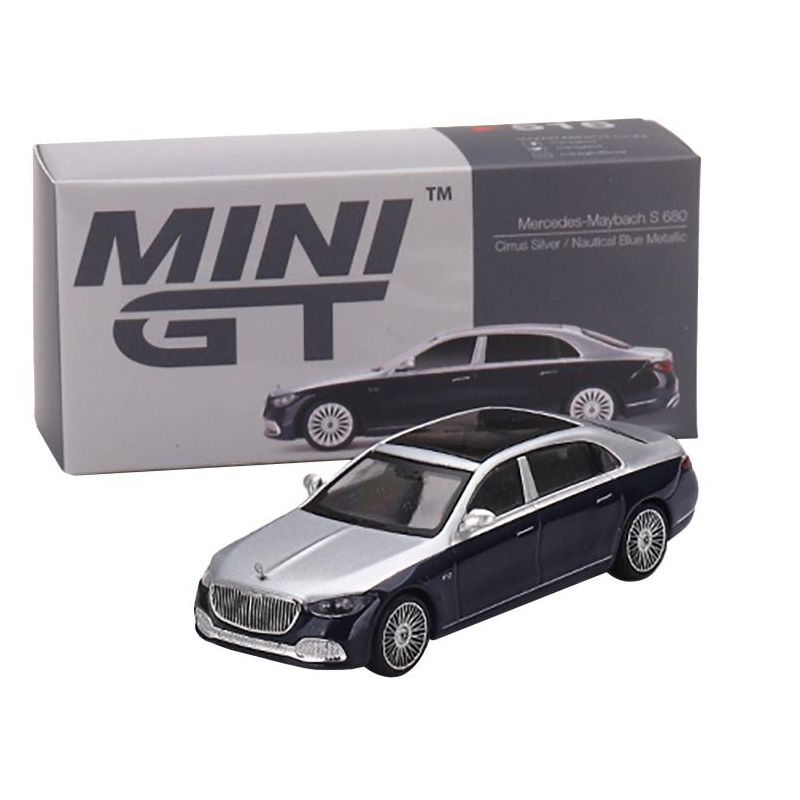 Mercedes-Maybach S 680 Cirrus Silver and Nautical Blue Metallic Limited Edition to 3600 pcs 1/64 Diecast Model Car by True Scale Miniatures, 4 of 5