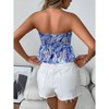 Women's Floral Print Sleeveless Tube Tops Elastic Trim Waist Strapless Vintage Pleated Hem Blouse Off The Shoulder - 3 of 4