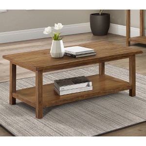 Castleton Distressed Wood Coffee Table with Shelf, Rustic Charm and Everyday Functionality for Living Room - 1 of 4