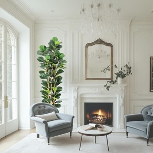 COZONY 5/6/7 FT Artificial Fiddle Leaf Fig Tree in White Planter, Realistic Faux Tree for Home Decor - 1 of 4
