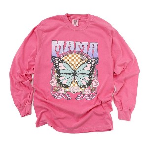 Simply Sage Market Women's Mama Butterfly Long Sleeve Garment Dyed Tee - 1 of 2