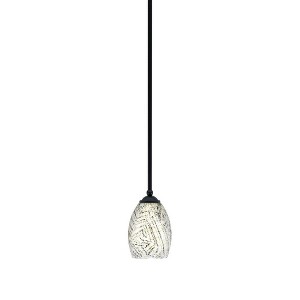 Toltec Lighting Zilo 1 - Light Pendant in  Matte Black with 5" Natural Fusion Shade - 1 of 1
