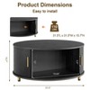 TiramisuBest Round 31.5" Modern Coffee Table with Sliding Tambour Door,Accent Coffee Table with Storage,Coffee Center Table for Living, Black - 4 of 4