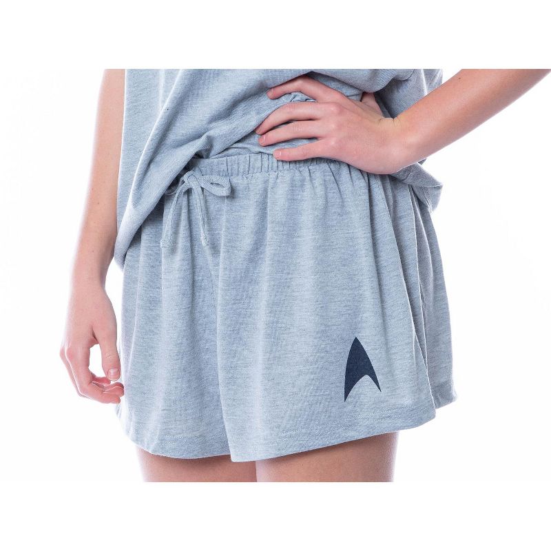 Star Trek Star Fleet Academy Womens Pajama Short Set 2 piece sleeper PJ Grey, 3 of 8