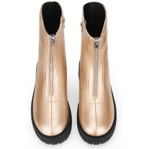 BLISSFUL STEP Platform Block Heel Booties with Zipper Dressy Combat Boots for Women - 1 of 4