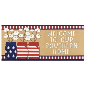 Dicksons Magnolia Garden Welcome to Southern Home Patriotic 22 x 10 Inch Poly Rubber Doormat Insert - 1 of 2