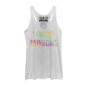 Women's CHIN UP I Sweat Rainbows Racerback Tank Top - 1 of 3