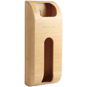 Manterio Bamboo Wall-Mounted Plastic Bag Saver – Durable Organizer for Grocery Bags - 1 of 4