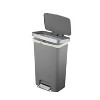 LunaLulinlk 11.9 Gallon Gray Plastic Kitchen Step Trash Can, Kitchen Pedal Step Trash Can - 2 of 4