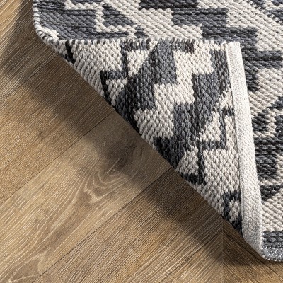 Reversible Geometric Trellis 9' x 12' Gray Cotton Area Rug