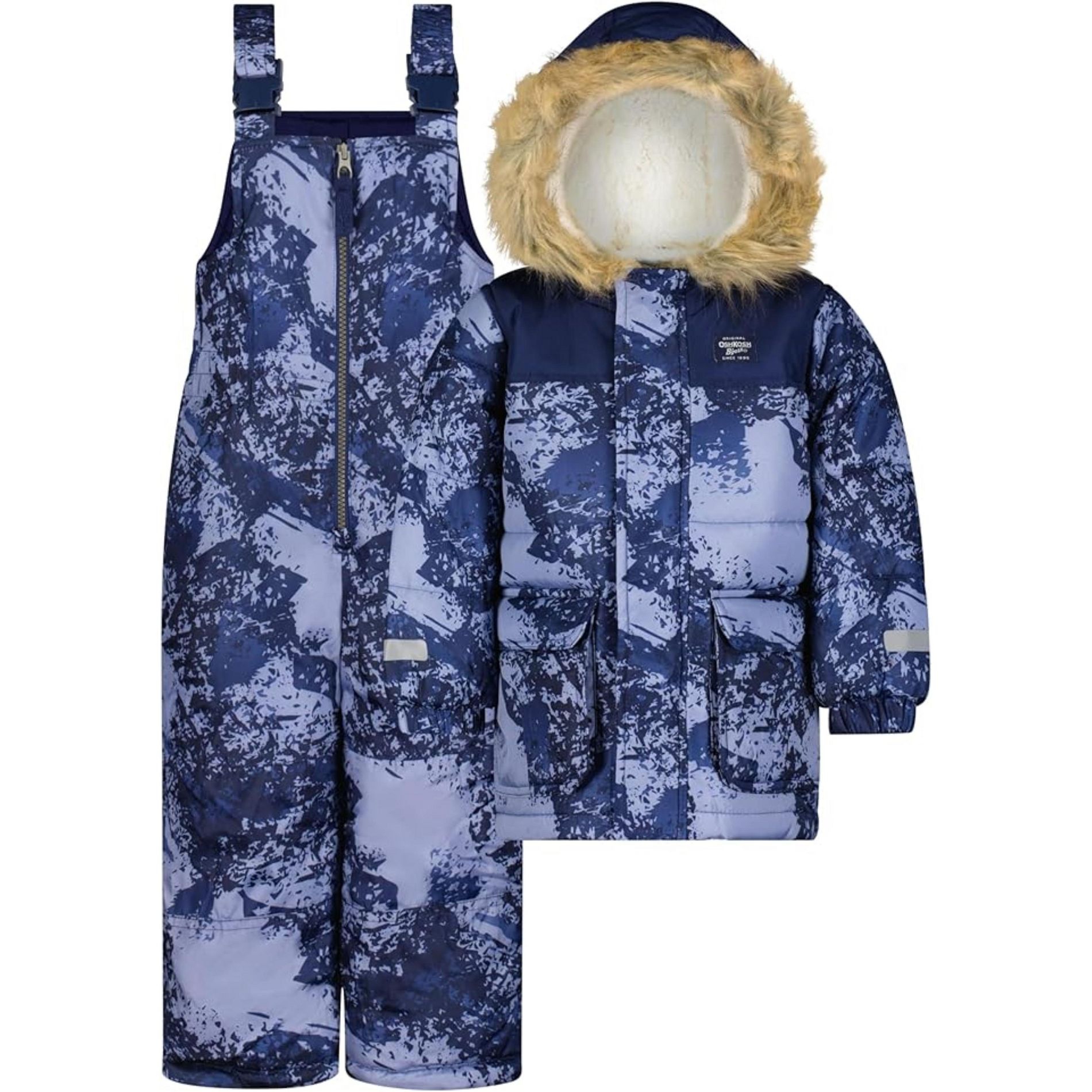 OshKosh B'Gosh Little Boys' Heavyweight Coat and Snowbib Snowsuit Set, Blue, 4