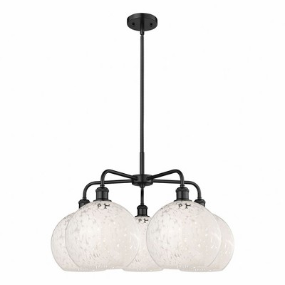 White Mouchette - 5 Light Stem Hung Chandelier In Modern Style-17.25 Inches Tall and 28 Inches Wide