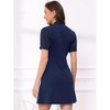 INSPIRE CHIC Women's Bow Tie Keyhole Neck Puff Sleeve Elegant Work Dress - 3 of 4