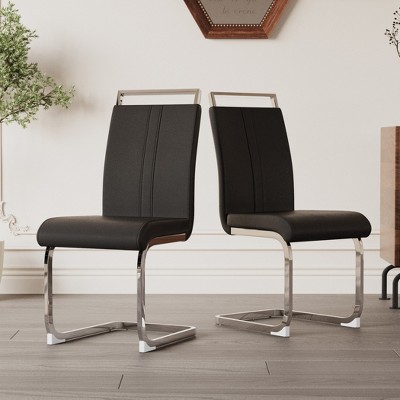 Modern Dining Chairs Set, with Thick Soft Cushions & Metal Leg, for Dining Room, Kitchen, Available in Multiple Colors