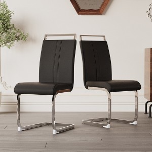 Modern Dining Chairs Set, with Thick Soft Cushions & Metal Leg, for Dining Room, Kitchen, Available in Multiple Colors - 1 of 4