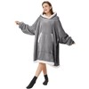 Wearable Blanket Sweatshirt Gifts for Adults, Warm and Cozy Giant Blanket Hoodie, Thick Flannel Blanket with Sleeves and Giant Pocket, Gray - 2 of 4