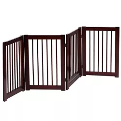 Costway 30'' Configurable Folding Free Standing 4 Panel Wood Pet Dog Safety Fence w/ Gate