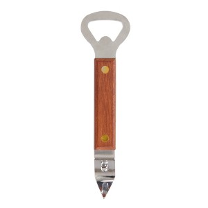 Twine Country Home Wood Handled Church Key Bottle Opener - Manual Handheld Beer Bottle Opener, Can Punch Opener - Bar Tools, Silver - 1 of 4