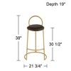 55 Downing Street Claire Gold Metal Bar Stool 30 1/2" High Modern Brown Faux Leather Cushion with Low Backrest Footrest for Kitchen Counter Height - 4 of 4