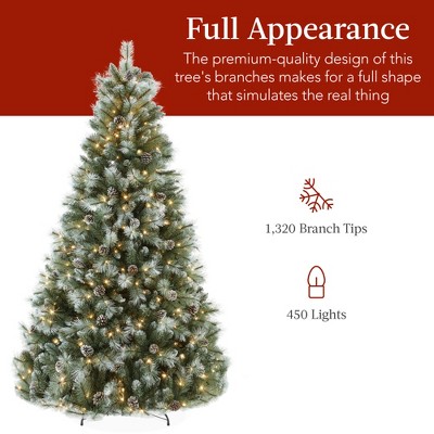 7.5ft Frosted Scotch Pine Christmas Tree with Multicolor LED Lights