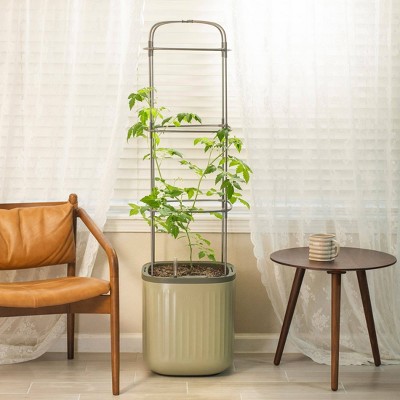 Sage Green Self-Watering Indoor Outdoor Planter with Trellis