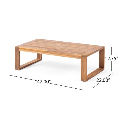 Teak Finish Beige Acacia Wood Loveseat and Coffee Table Set