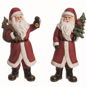Transpac Large Resin Jolly Santa Figurine Set of 2 Christmas Home Decorations - 1 of 1
