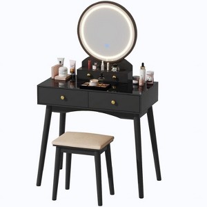 LACOO Vanity Table with Lighted Mirror and Stool - 1 of 4