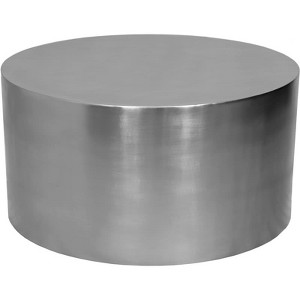 Cylinder Round Brushed Chrome Metal Coffee Table-Meridian Furniture - 1 of 4