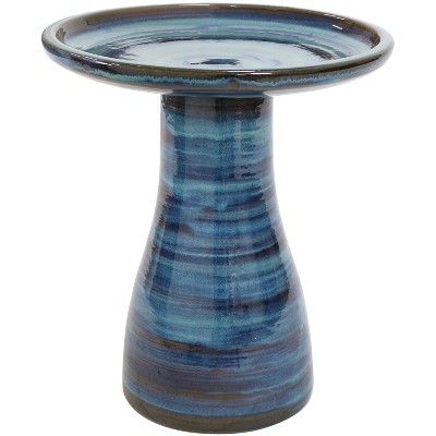 Sunnydaze Outdoor Weather-Resistant Garden Patio Simply Elegant High-Fired Smooth Ceramic Hand-Painted Bird Bath - Galaxy Blue