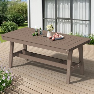 Hyleory Modern HDPE Outdoor Dining Table with Umbrella Hole, Weather-Resistant Patio Table for 4–6 People - 1 of 4