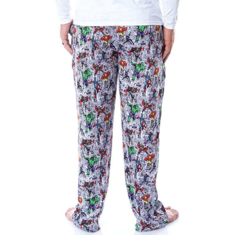 Marvel Mens' The Avengers Vintage Superhero Comic Sleep Pajama Pants Multicolored, 4 of 5