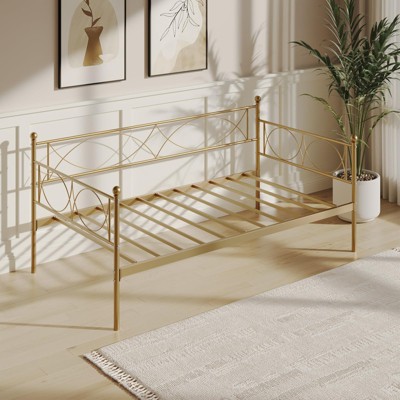 GustoWave Twin Size Daybed Frame, Heavy Duty Metal Slats Mattress Foundation Platform Sofa Bed with Trundle for Bedroom Living Room