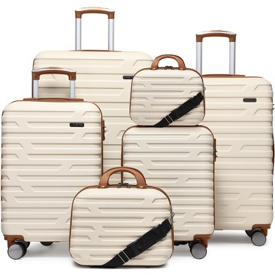 YONWAY 6 Piece Hardside ABS Expandable Suitcases, Lightweight Travel Carry On Suitcase Set With Two Cosmetic Cases, Spinner Wheels, TSA Lock