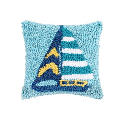 C&F Home 8" x 8" Sailboat Stripe Petite Hooked Throw Pillow